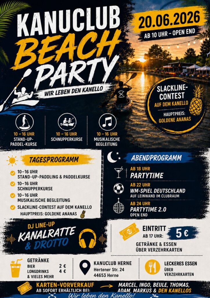 Kanuclub Beach Party 20.06., open end